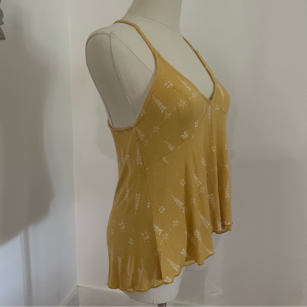 SO Floral Racerback Babydoll Tank High Low Hem Y2K Womens Small Yellow - Picture 3 of 10